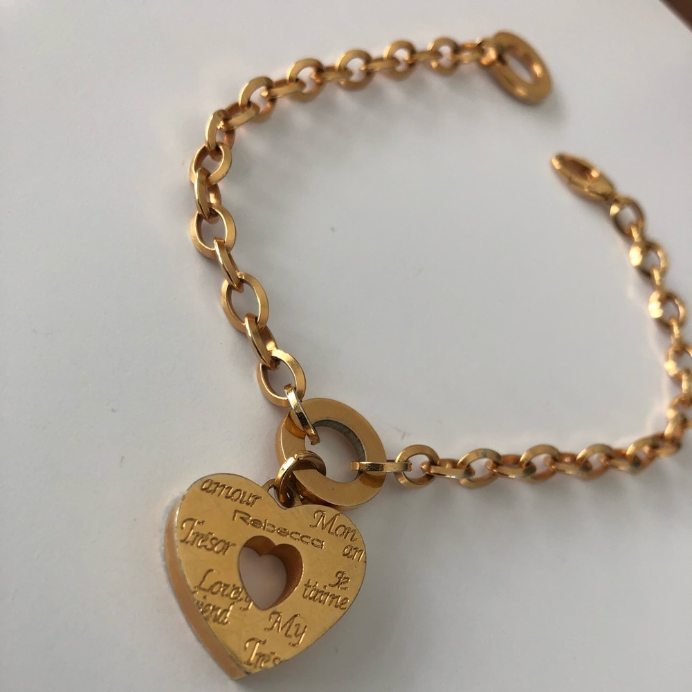 Rebecca heart charm gold plated bracelet